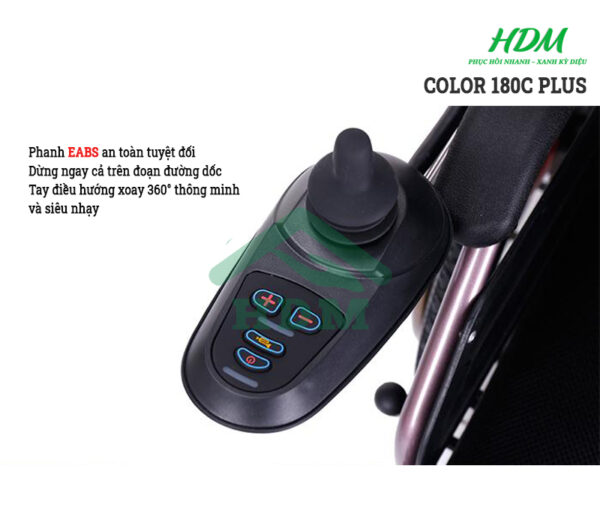 Xe lăn điện tiêu chuẩn bánh nan hoa COLOR 180C Plus