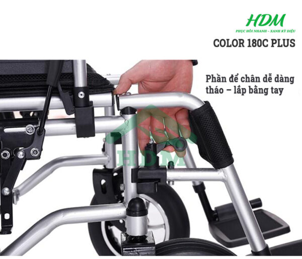 Xe lăn điện tiêu chuẩn bánh nan hoa COLOR 180C Plus
