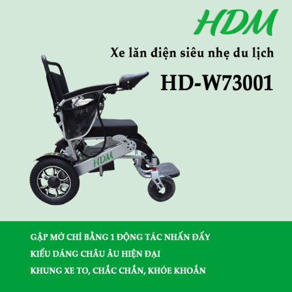 Xe lăn điện siêu nhẹ HDM HD-W73001 gấp gọn dễ dàng, mang đi du lịch